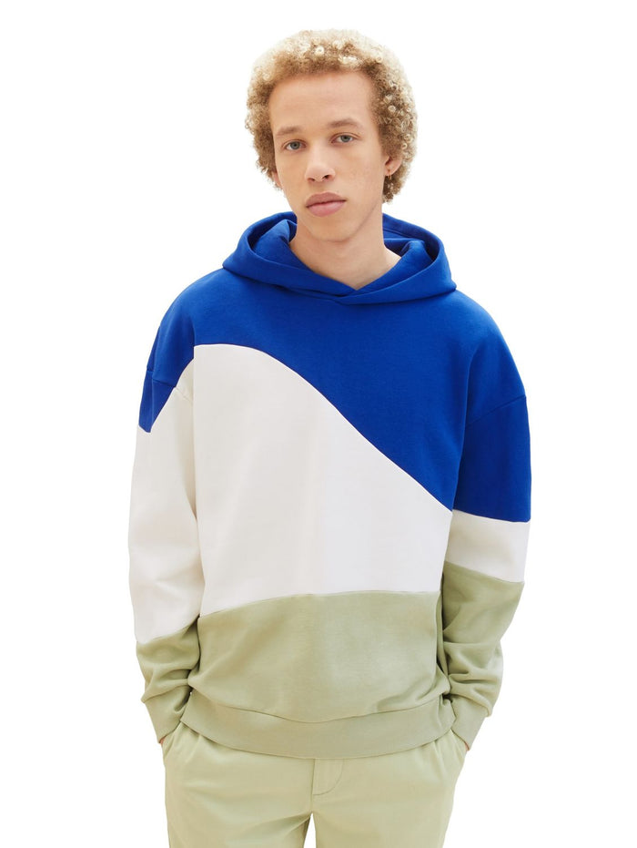 Tom Tailor Denim Herren Hoodie Kapuzenpullover RELAXED COLORBLOCK - Relaxed Fit
