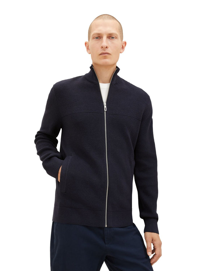 Tom Tailor Herren Strickjacke STRUCTURE MIX - Regular Fit