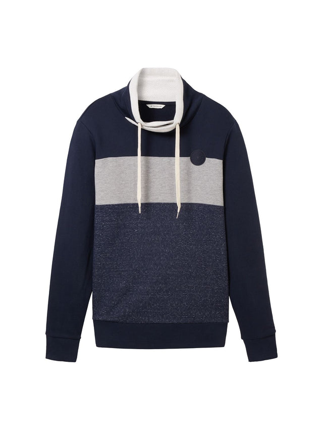 Tom Tailor Herren Kapuzenpullover Hoodie FINE STRIPED SNOOD - Regular Fit