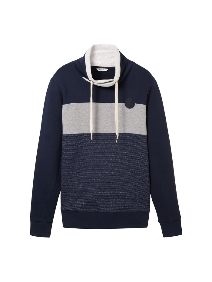 Tom Tailor Herren Kapuzenpullover Hoodie FINE STRIPED SNOOD - Regular Fit