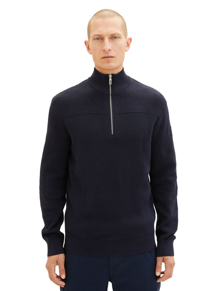 Tom Tailor Herren Stehkragen Pullover STRUCTUERED TROYER - Regular Fit