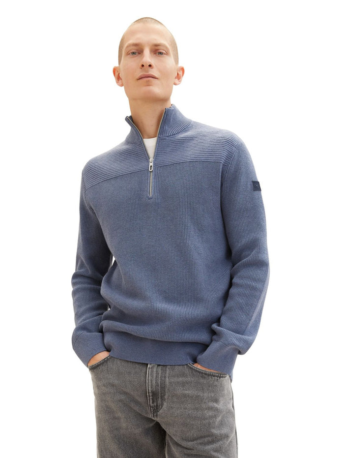 Tom Tailor Herren Stehkragen Pullover STRUCTUERED TROYER - Regular Fit
