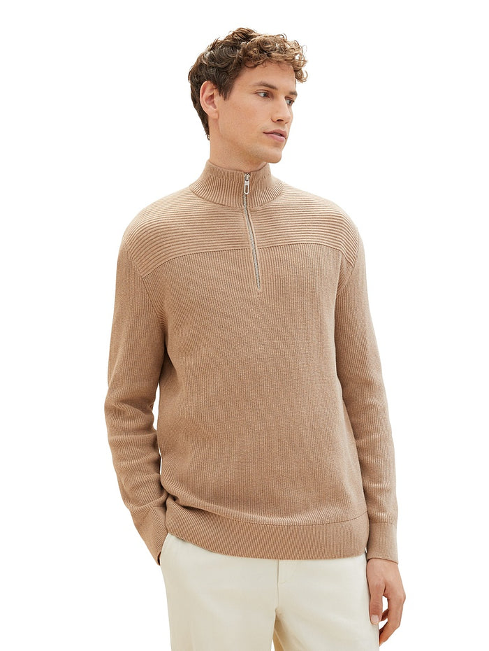 Tom Tailor Herren Stehkragen Pullover STRUCTUERED TROYER - Regular Fit