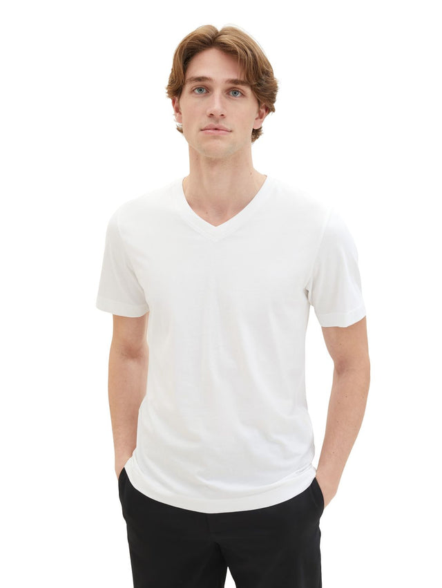 Tom Tailor Herren T-Shirt V-NECK im Doppelpack - Regular Fit