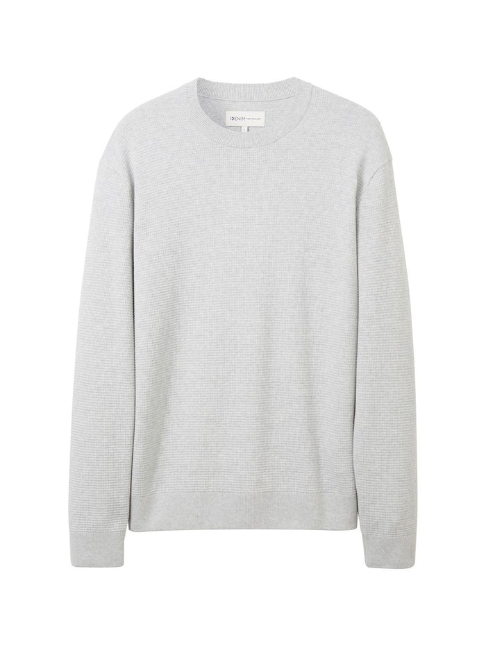 Tom Tailor Denim Herren Rundhals Pullover STRUCTURED BASIC - Regular Fit