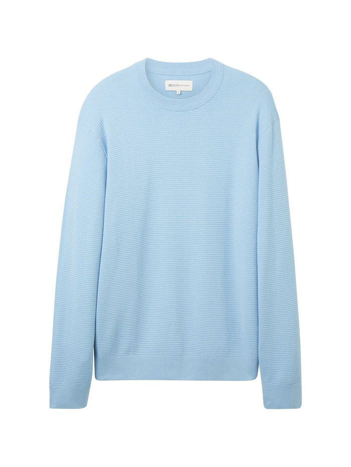 Tom Tailor Denim Herren Rundhals Pullover STRUCTURED BASIC - Regular Fit