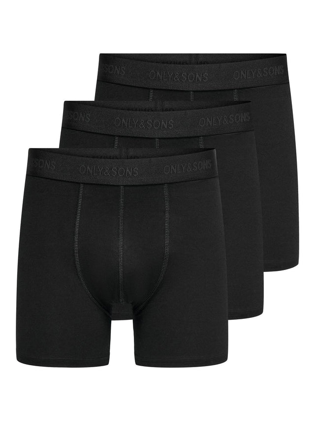 Only & Sons Herren Boxershorts ONSFITZ SOLID BLACK TRUNK 3er Pack