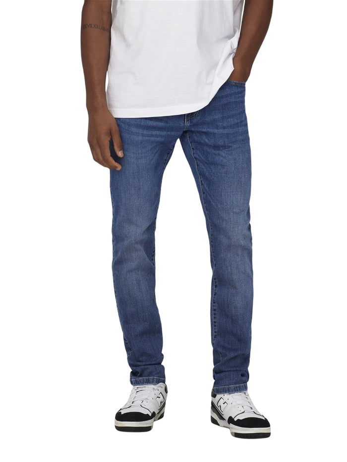 Only & Sons Herren Jeans  ONSWEFT REG 6755 - Straight Fit - Blau - Medium Blue Denim