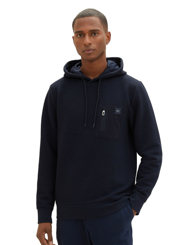 Tom Tailor Herren Kapuzenpullover QUILTED HOODIE - Regular Fit