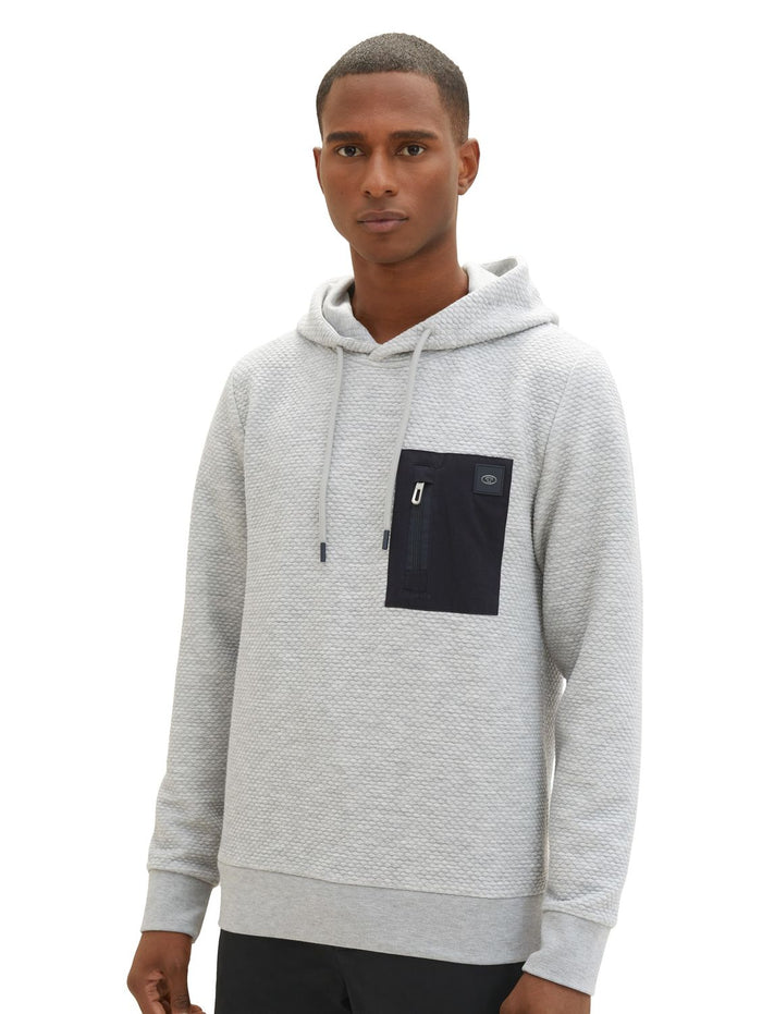 Tom Tailor Herren Kapuzenpullover QUILTED HOODIE - Regular Fit