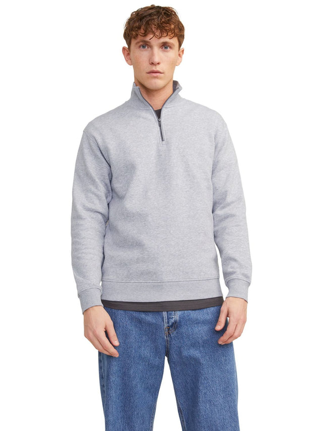 Jack & Jones Herren Stehkragen Pullover JJEBRADLEY SWEAT HALF ZIP - Relaxed Fit