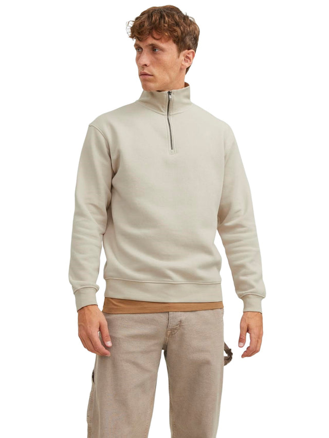 Jack & Jones Herren Stehkragen Pullover JJEBRADLEY SWEAT HALF ZIP - Relaxed Fit