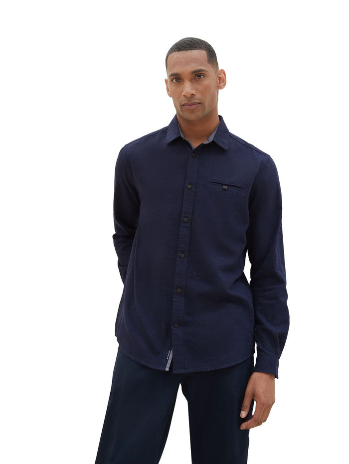 Tom Tailor Herren Langarm Hemd STRUCTURED TWILL - Regular Fit
