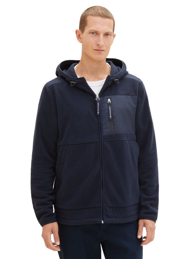Tom Tailor Herren Kapuzen Sweatjacke CUTLINE FLEECE - Regular Fit
