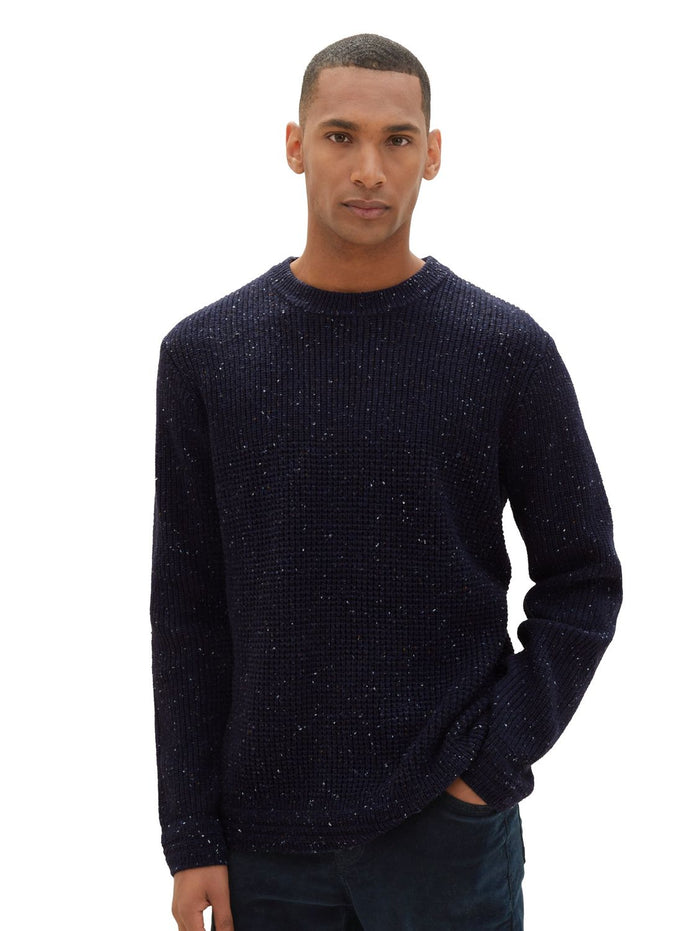 Tailor Herren Rundhals Pullover NEP STRUCTURED - Regular Fit