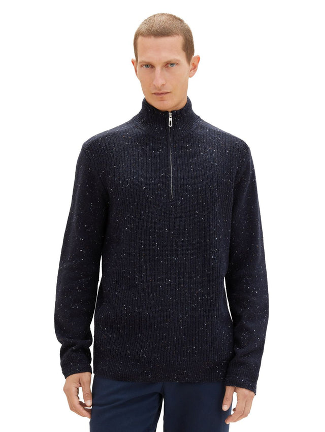 Tom Tailor Herren Stehkragen Pullover NEPS STRUCTURED - Regular Fit