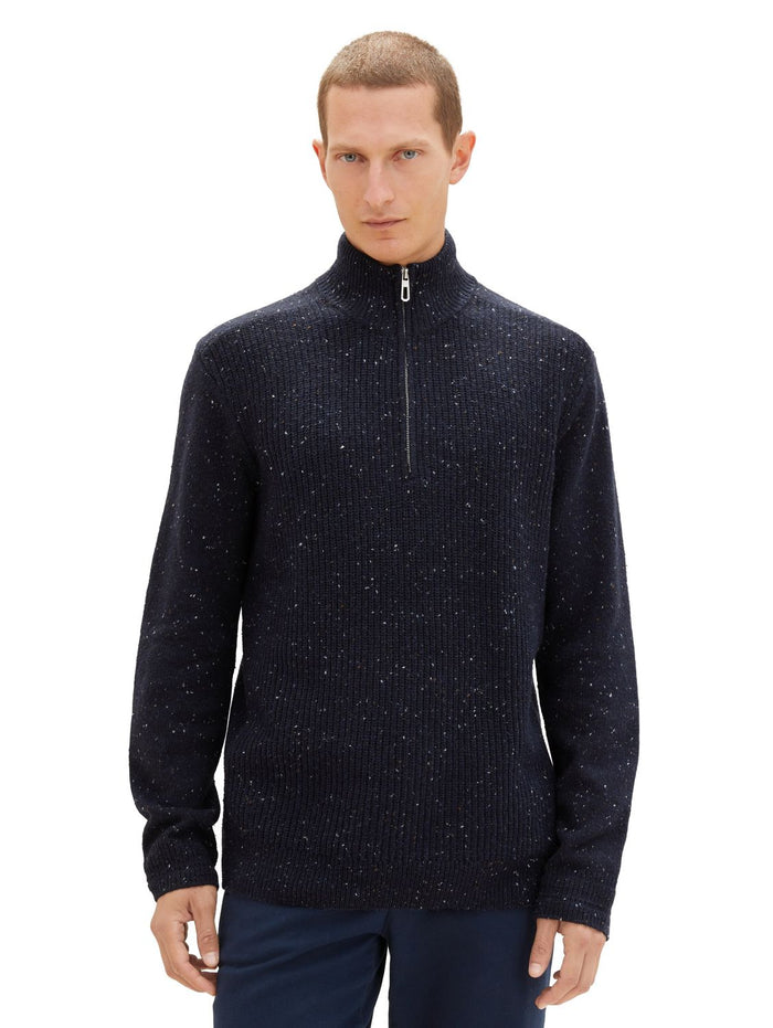 Tom Tailor Herren Stehkragen Pullover NEPS STRUCTURED - Regular Fit