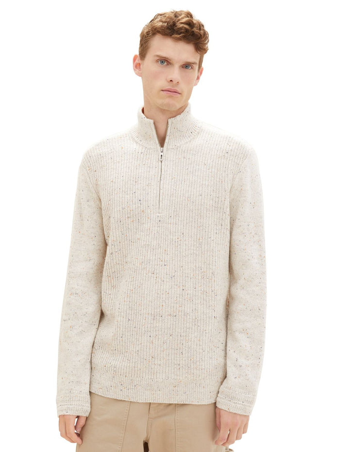 Tom Tailor Herren Stehkragen Pullover NEPS STRUCTURED - Regular Fit