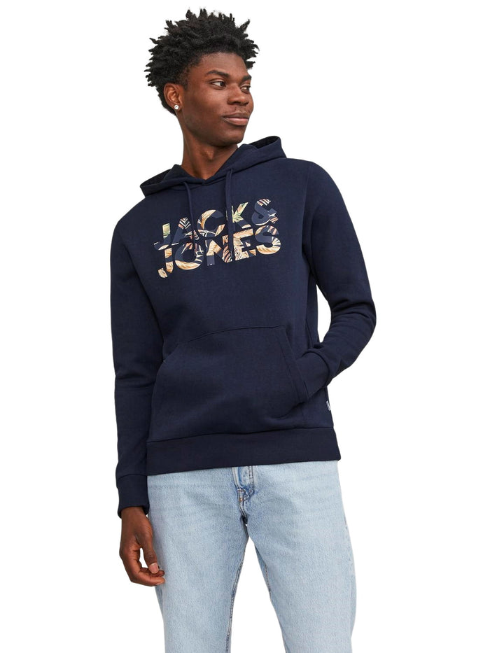 Jack & Jones Herren Kapuzenpullover Hoodie JJEJEFF CORP LOGO - Regular Fit