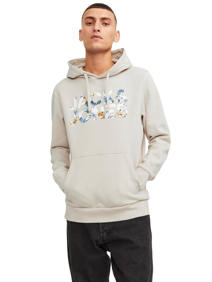 Jack & Jones Herren Kapuzenpullover Hoodie JJEJEFF CORP LOGO - Regular Fit