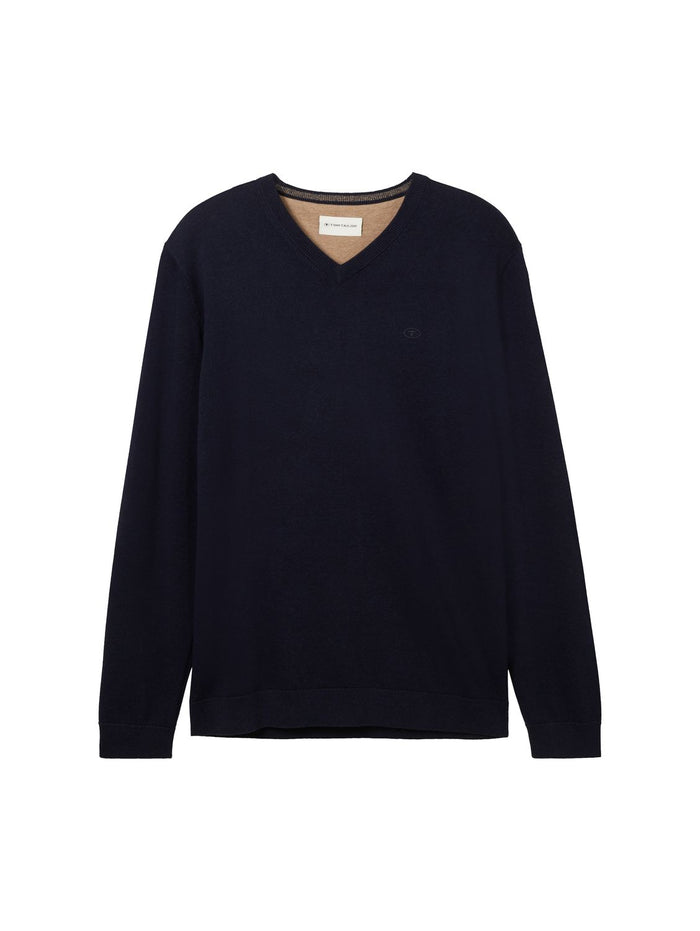 Tom Tailor Herren Pullover BASIC V-NECK - Relaxed Fit
