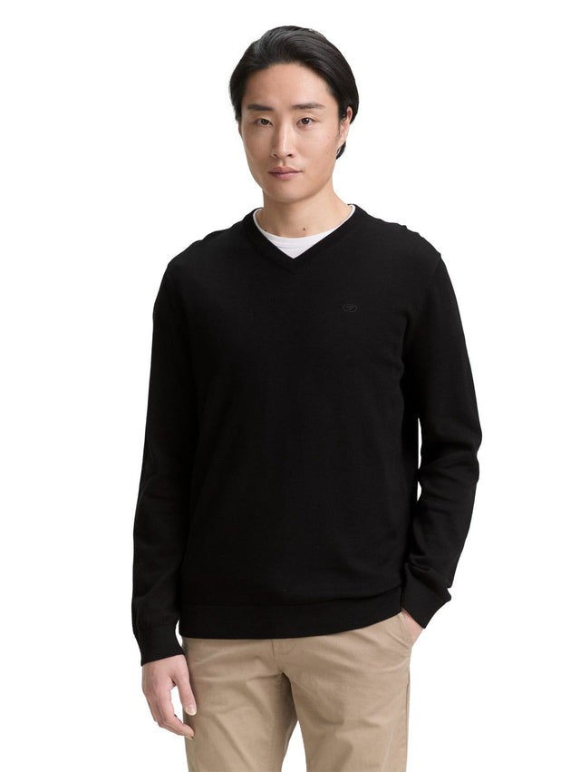 Tom Tailor Herren Pullover BASIC V-NECK KNIT - Relaxed Fit