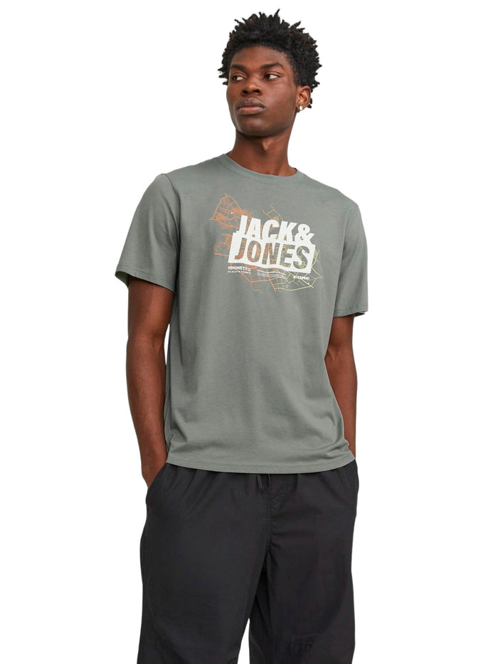 Jack & Jones Herren Rundhals T-Shirt JCOMAP LOGO - Regular Fit