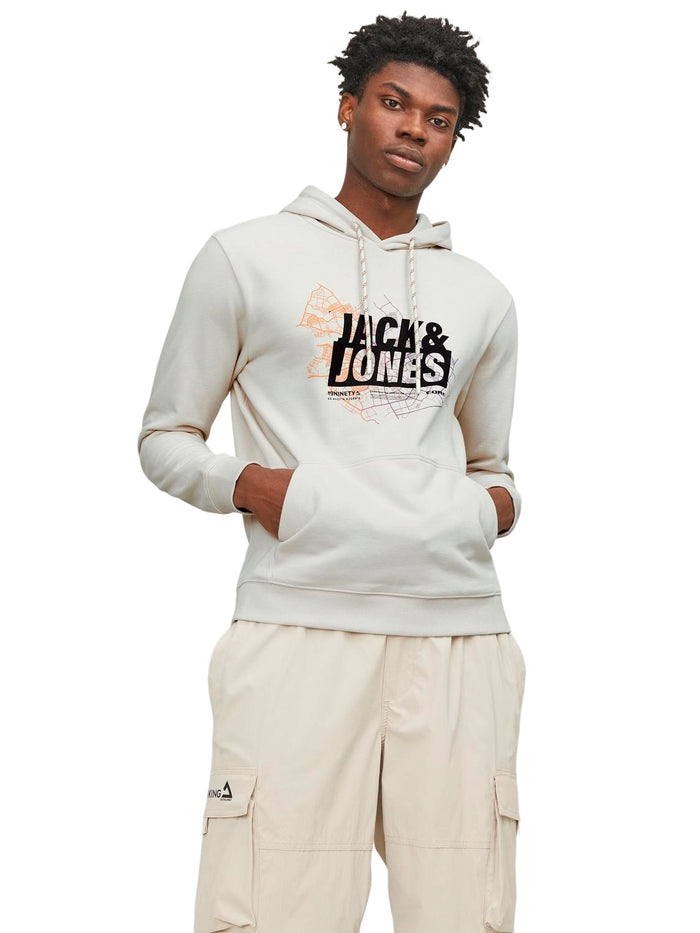 Jack & Jones Herren Kapuzenpullover Hoodie JCOMAP LOGO - Regular Fit