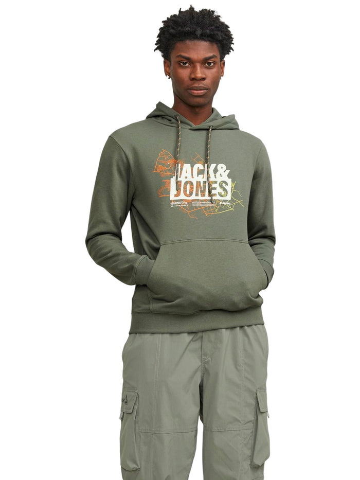 Jack & Jones Herren Kapuzenpullover Hoodie JCOMAP LOGO - Regular Fit