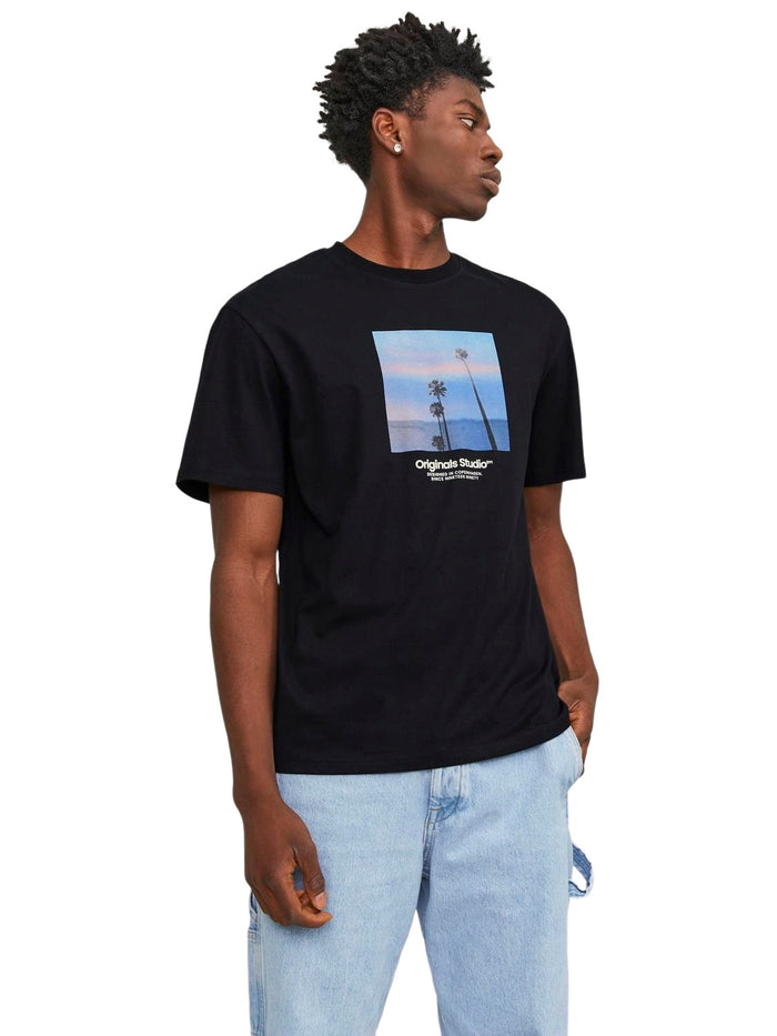 Jack & Jones Herren Rundhals T-Shirt JORVESTERBRO PICTURE - Relaxed Fit