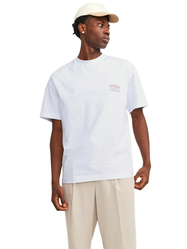Jack & Jones Herren Rundhals T-Shirt JORSANTORINI BACK - Relaxed Fit