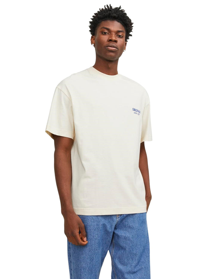 Jack & Jones Herren Rundhals T-Shirt JORSANTORINI BACK - Relaxed Fit