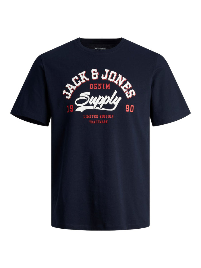 Jack & Jones Herren Rundhals T-Shirt JJELOGO - Regular Fit