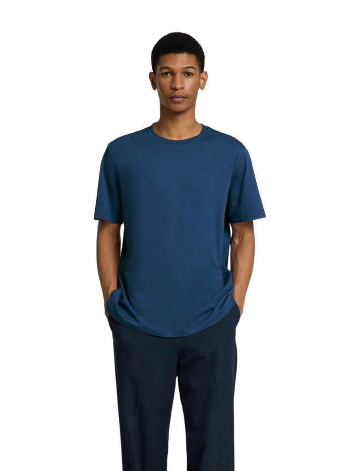 Selected Homme Herren Rundhals T-Shirt SLHASPEN SLUB - Regular Fit