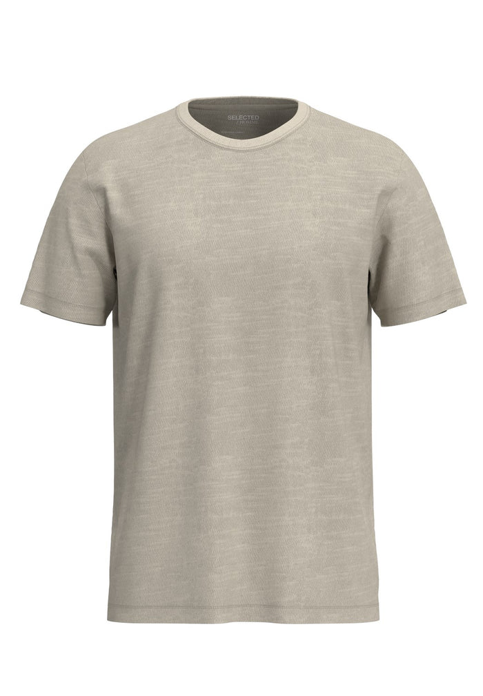 Selected Homme Herren Rundhals T-Shirt SLHASPEN SLUB - Regular Fit