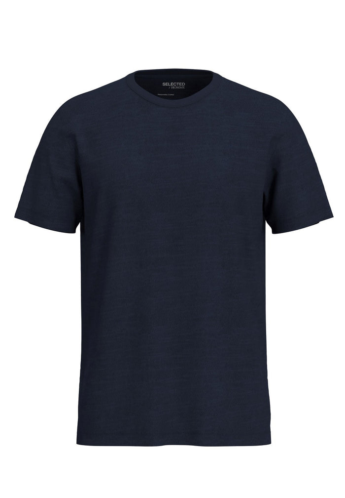 Selected Homme Herren Rundhals T-Shirt SLHASPEN SLUB - Regular Fit
