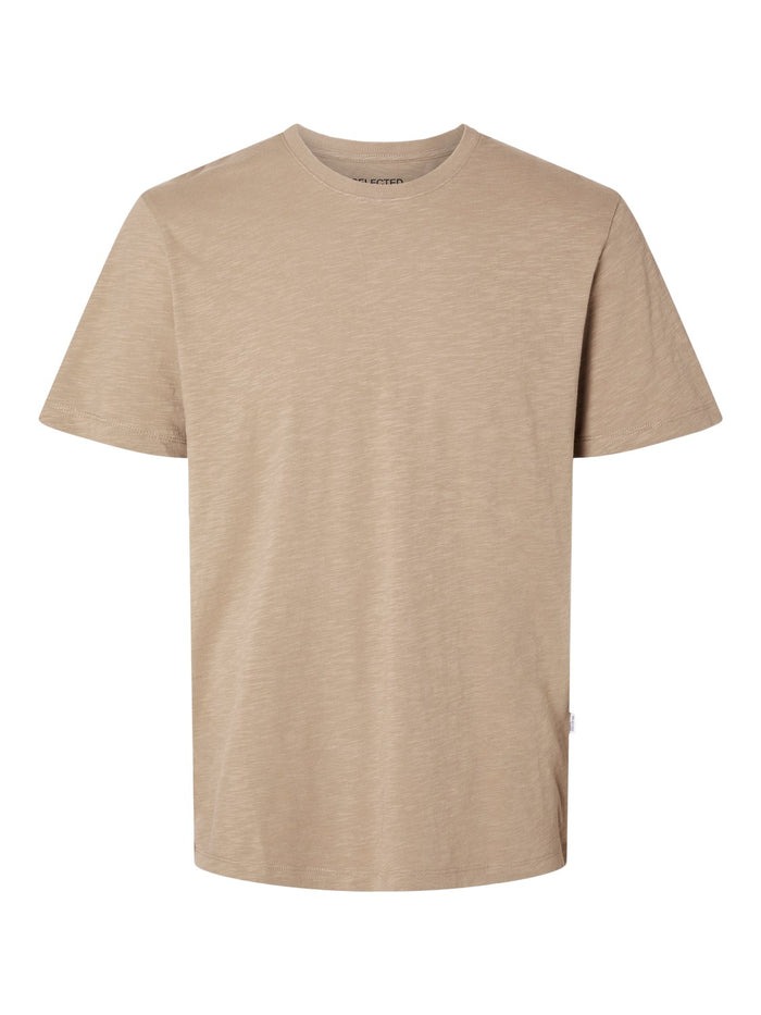 Selected Homme Herren Rundhals T-Shirt SLHASPEN SLUB - Regular Fit