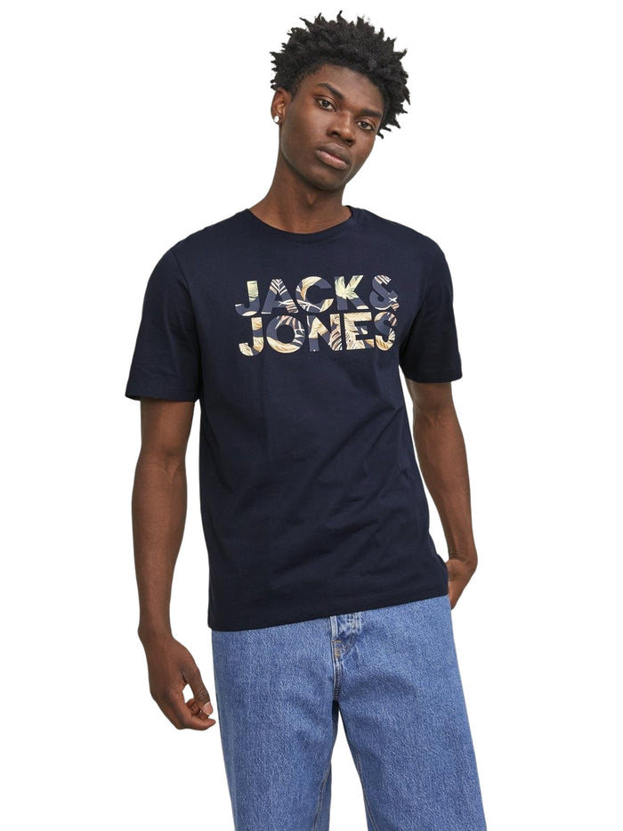 Jack & Jones Herren Rundhals T-Shirt JJEJEFF CORP LOGO - Regular Fit