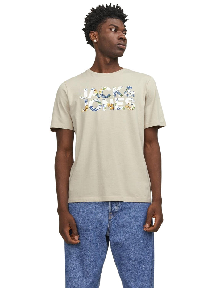 Jack & Jones Herren Rundhals T-Shirt JJEJEFF CORP LOGO - Regular Fit