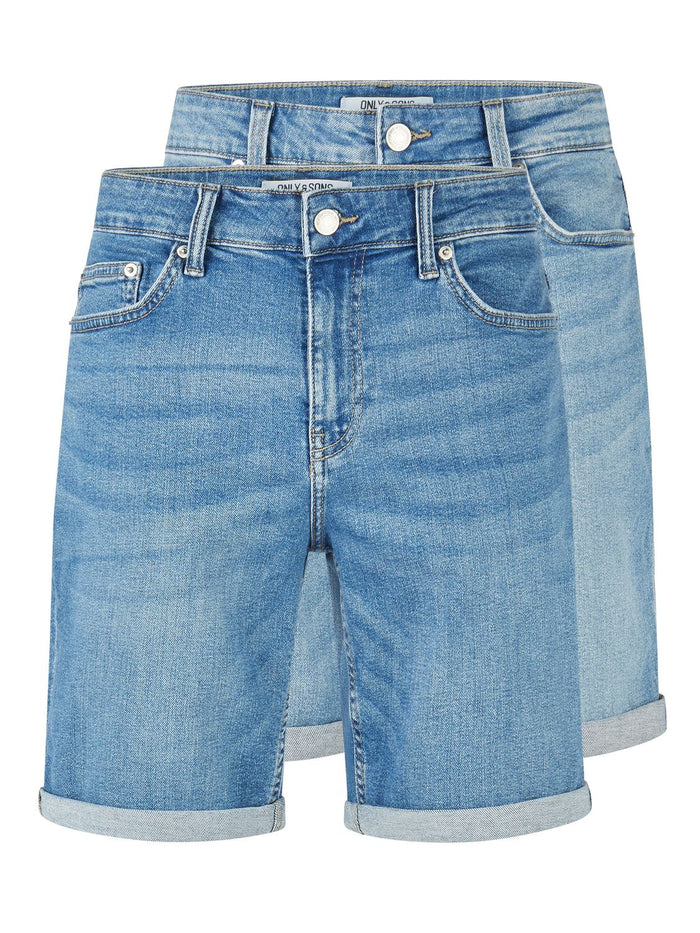 Only & Sons Jeans Shorts Herren ONSPLY Regular Fit 2er Pack