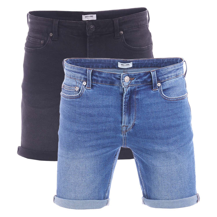 Only & Sons Jeans Shorts Herren ONSPLY Regular Fit 2er Pack