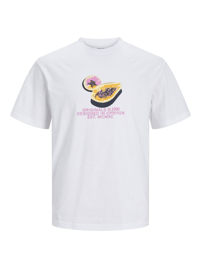Jack & Jones Herren Rundhals T-Shirt JORTAMPA AOP BRANDING - Relaxed Fit