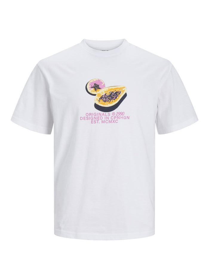 Jack & Jones Herren Rundhals T-Shirt JORTAMPA AOP BRANDING - Relaxed Fit