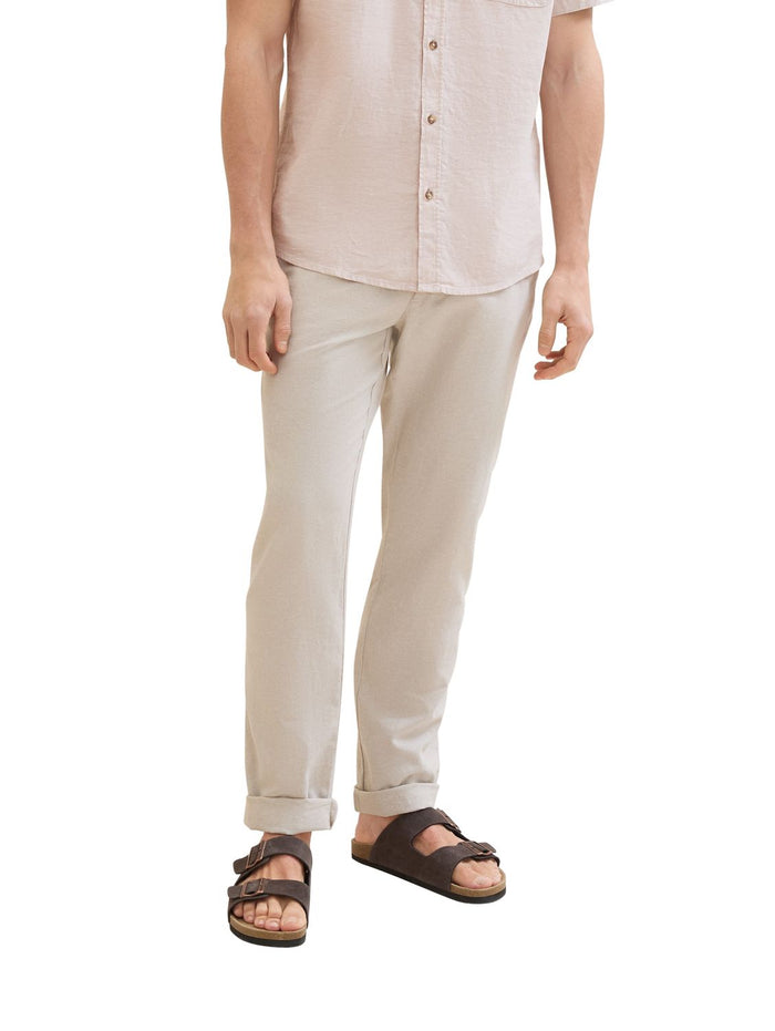 Tom Tailor Herren Chinohose REGULAR COTTON LINEN - Regular Fit
