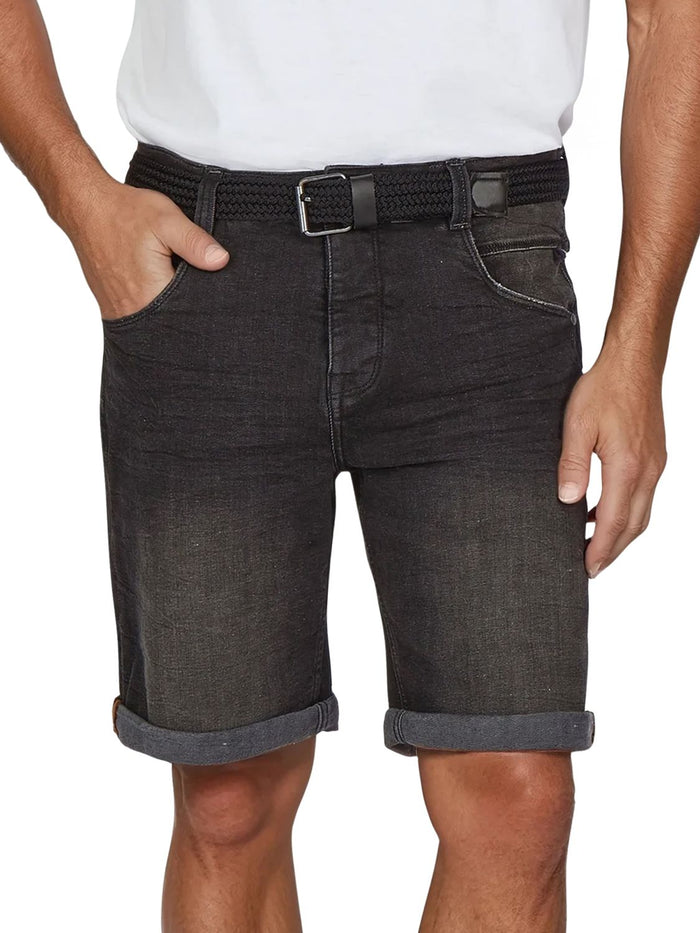 DENIMFY Jeans Shorts Herren mit Gürtel Stretch Kurz Regular Fit DFBo