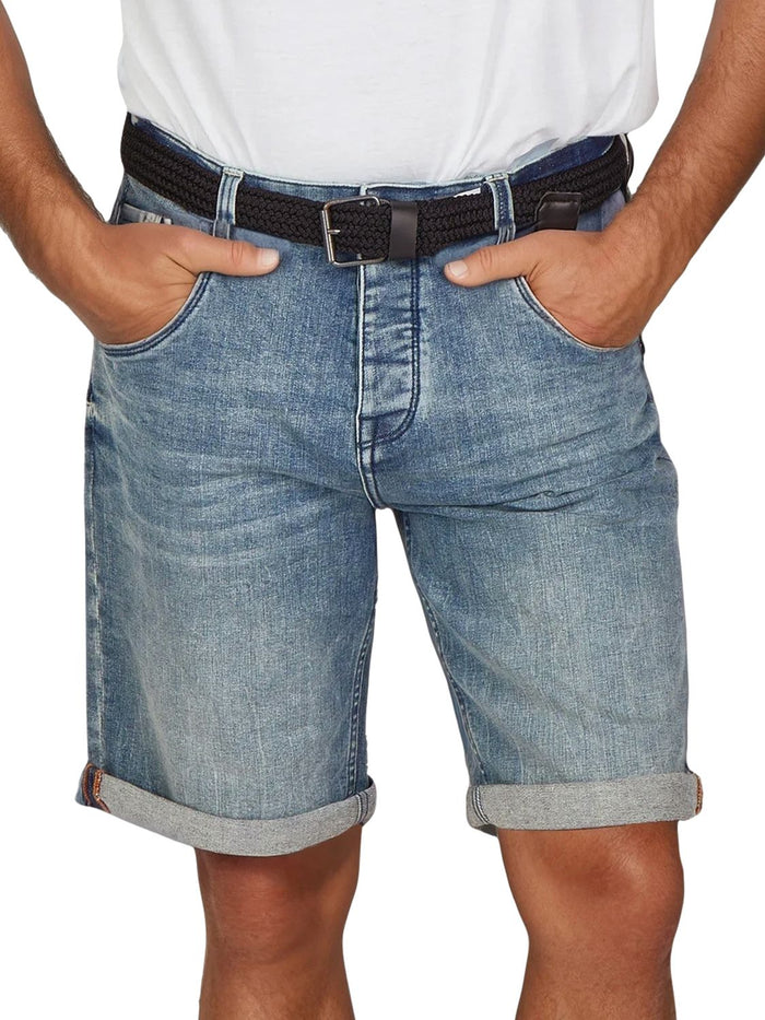 DENIMFY Jeans Shorts Herren mit Gürtel Stretch Kurz Regular Fit DFBo