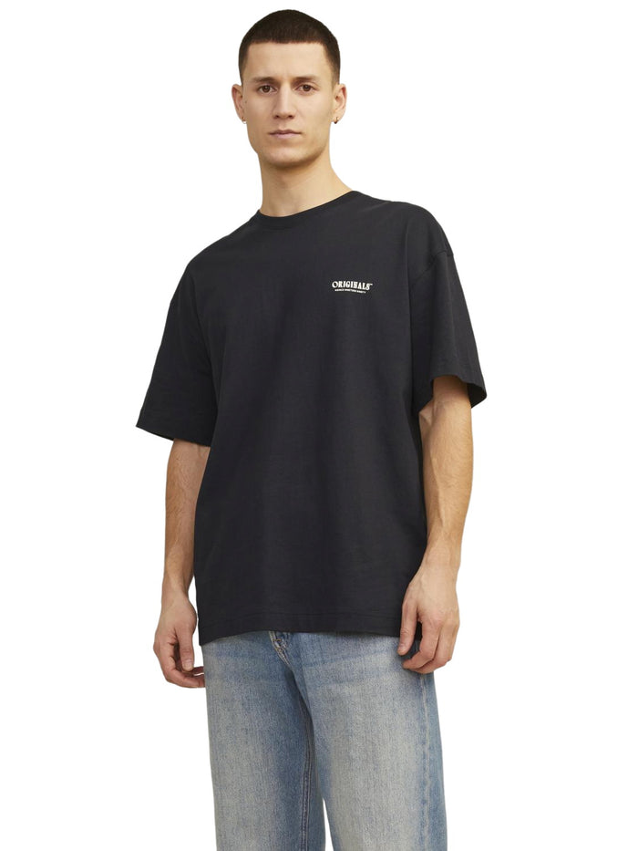 Jack & Jones Herren Rundhals T-Shirt JORMYKONOS GEO BACK - Relaxed Fit