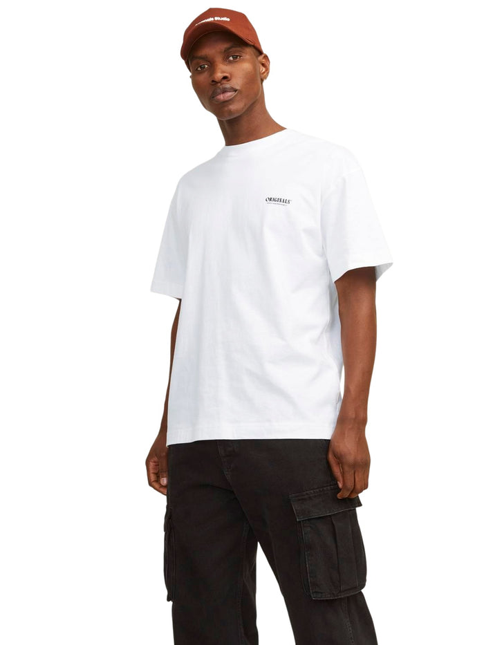 Jack & Jones Herren Rundhals T-Shirt JORMYKONOS GEO BACK - Relaxed Fit