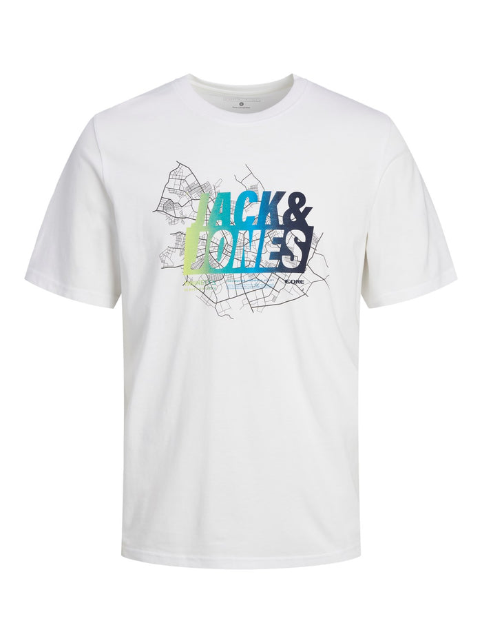 Jack & Jones Herren Rundhals T-Shirt JCOMAP SUMMER LOGO - Regular Fit