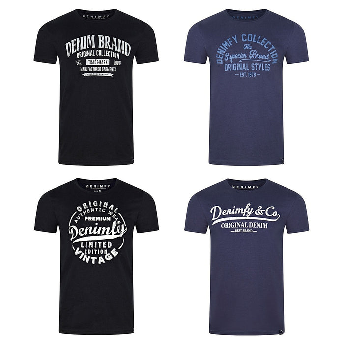 DENIMFY Tshirt Herren Baumwolle Regular Fit DFNuri 4er Pack Set
